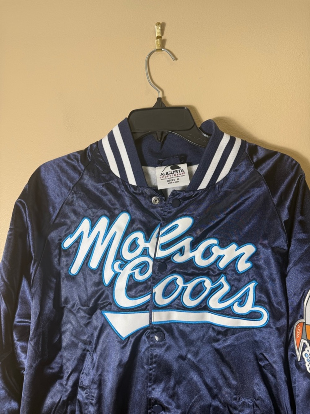 Molson Coors Satin Varsity Jacket‎ Mens M Beer Promo Y2K Streetwear - Picture 3 of 12